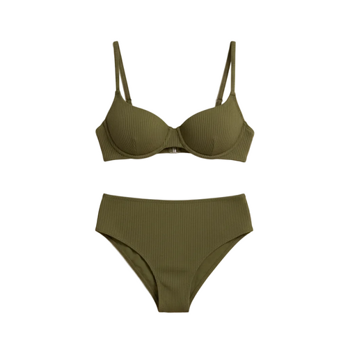 Evi Khaki High Waist Bikini Set