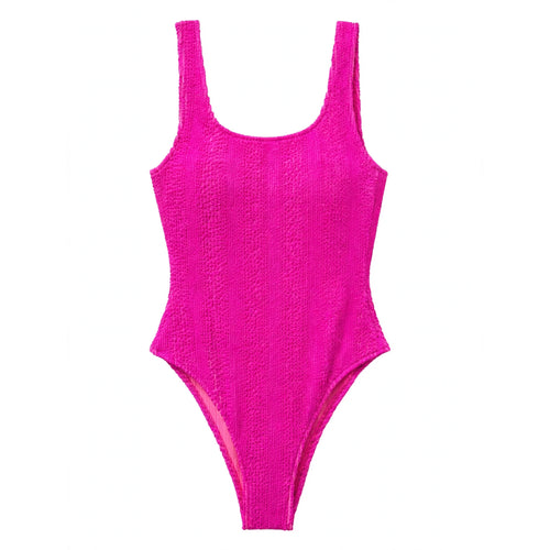 Caelia Fuchsia square neck one-piece swimsuit, product photo – Zebras & Libras