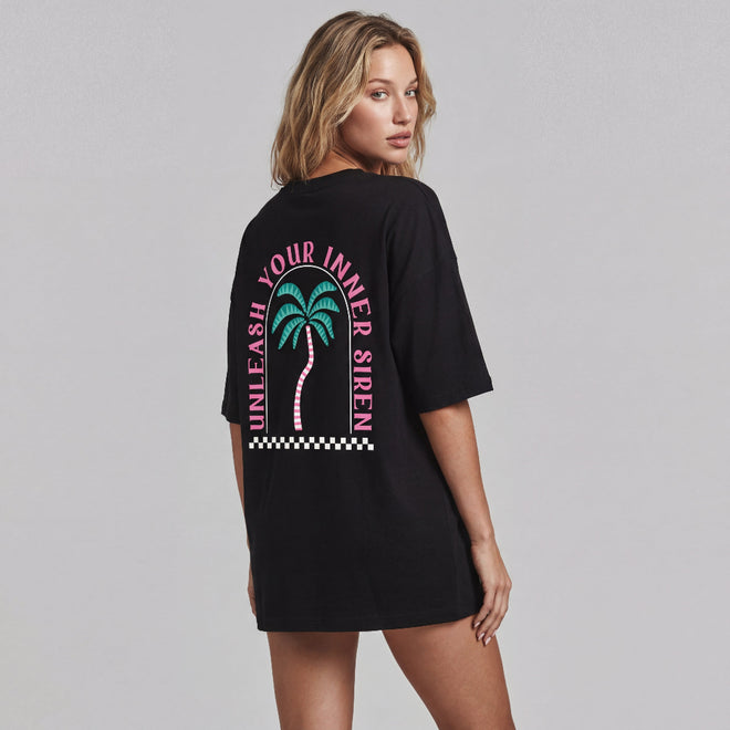 Palm Oversized Black T-shirt